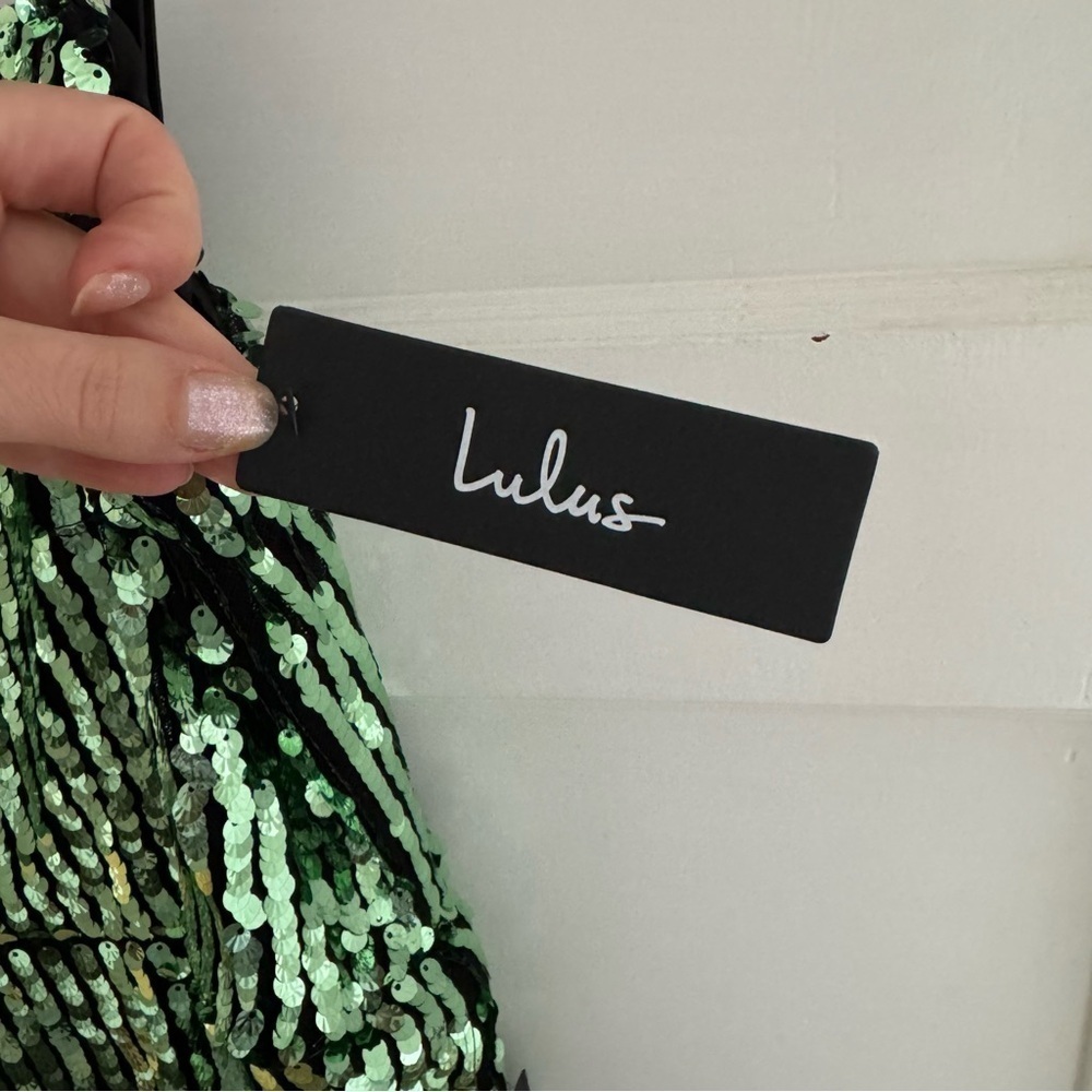 NWT Lulus Hit the Dance Floor Green Sequin Sleeveless Bodycon Mini Dress - Picture 6 of 10